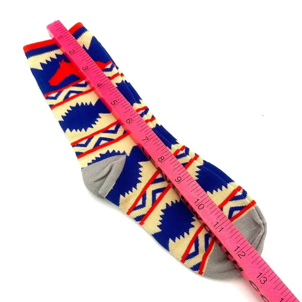 Vintage Red & Blue Woven Horse Head Ski Socks Winter Wear Western Kentucky Derby